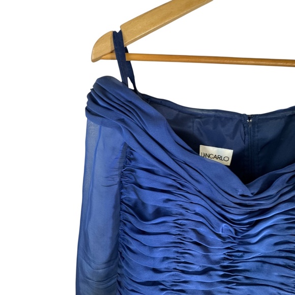 Liancarlo Ocean Blue 100% Silk Maxi Dress Sz 10 - Picture 4 of 10